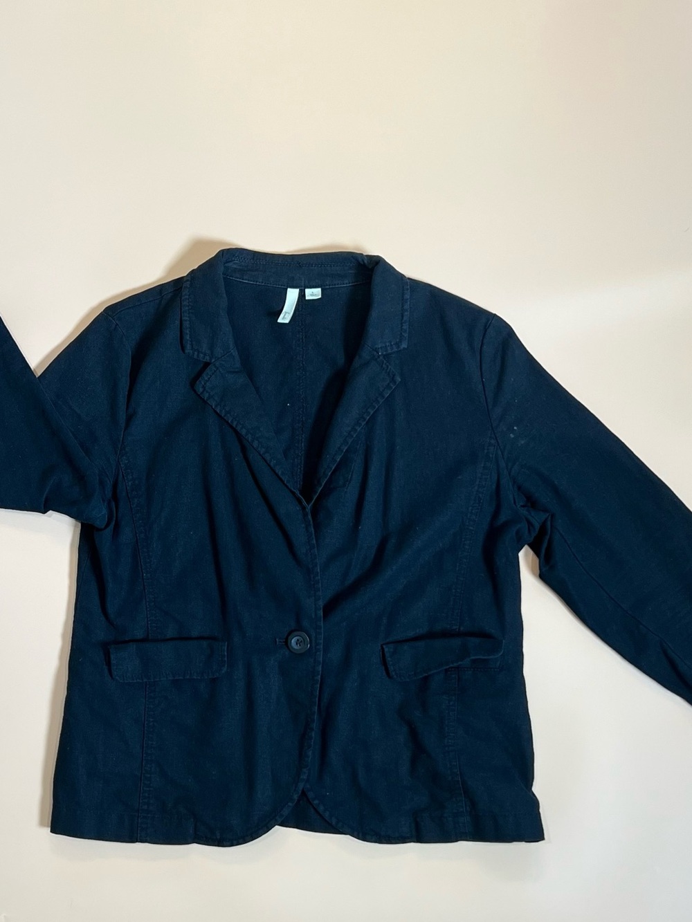 Frenchi Black 3/4 sleeve Single-Button Blazer